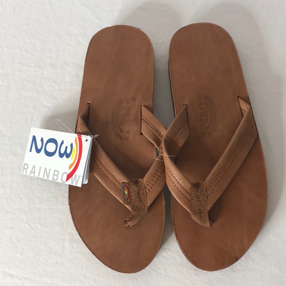 Rainbow Brown Leather Men’s 9.5-10.5/L Flipflop